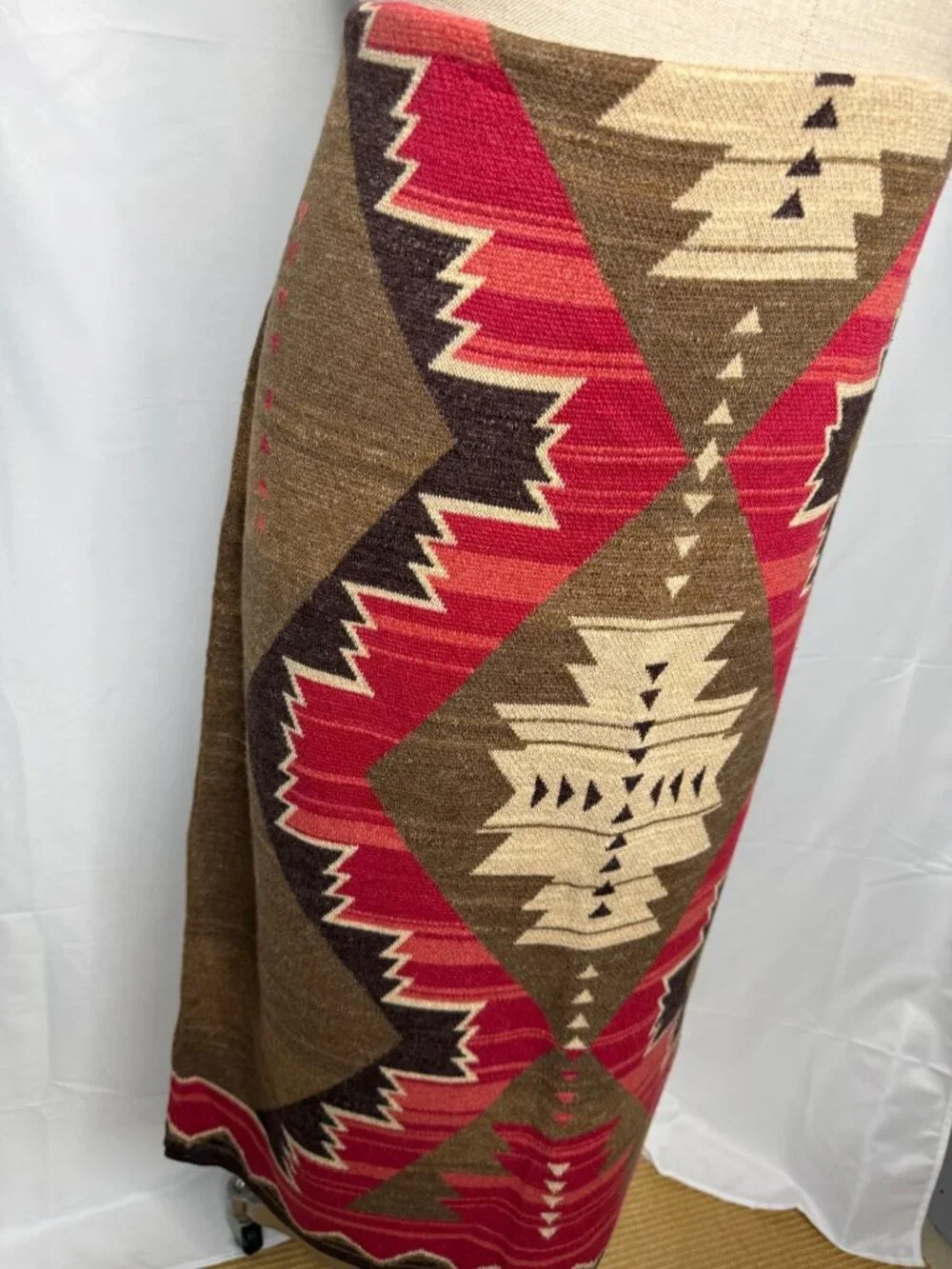 Lauren Ralph Black Label Womens Skirt 3X Aztec Southwestern Print Brown Red - Picture 4 of 12